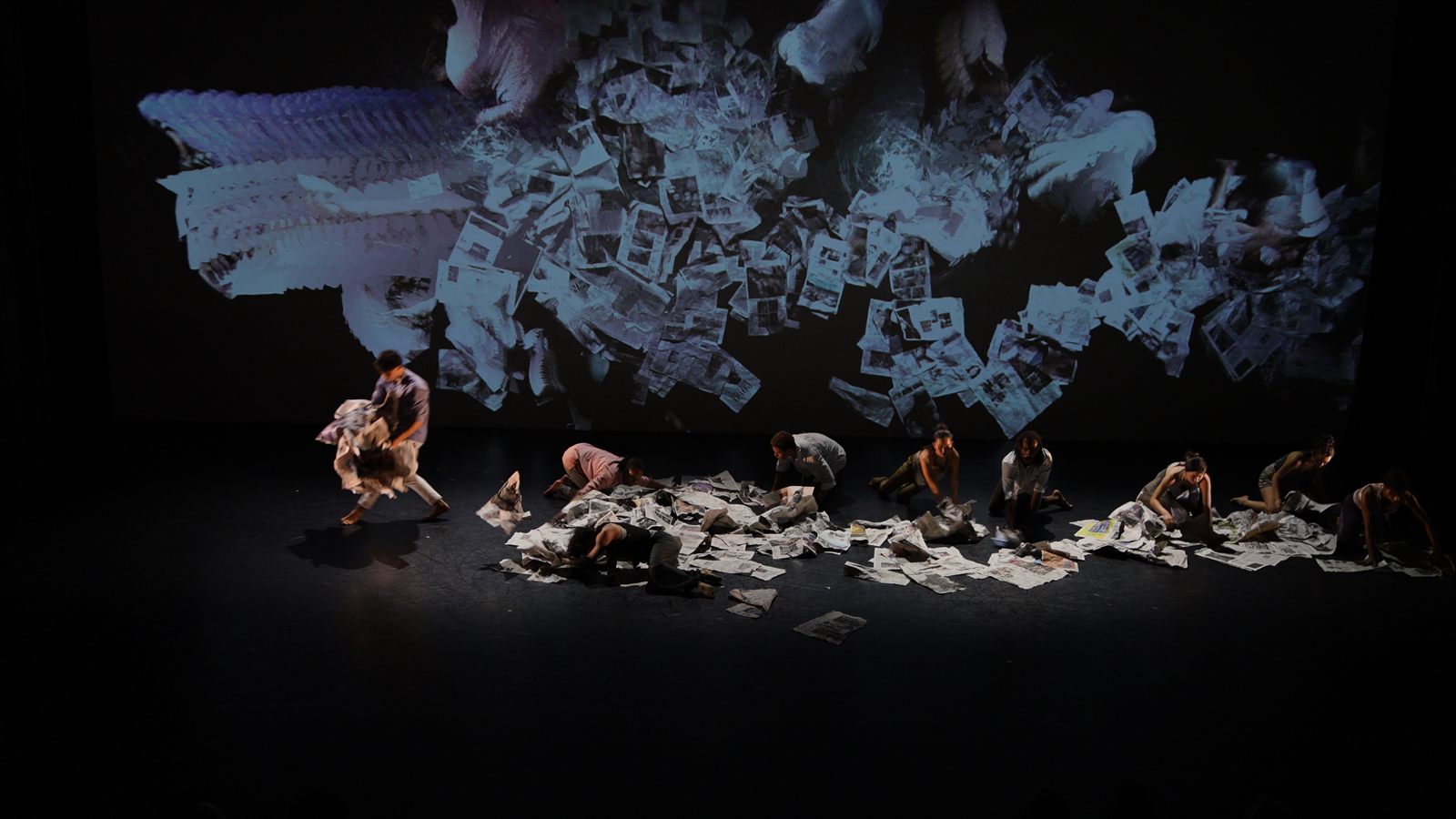 Live video effects projected during a White Wave Dance Company performance
