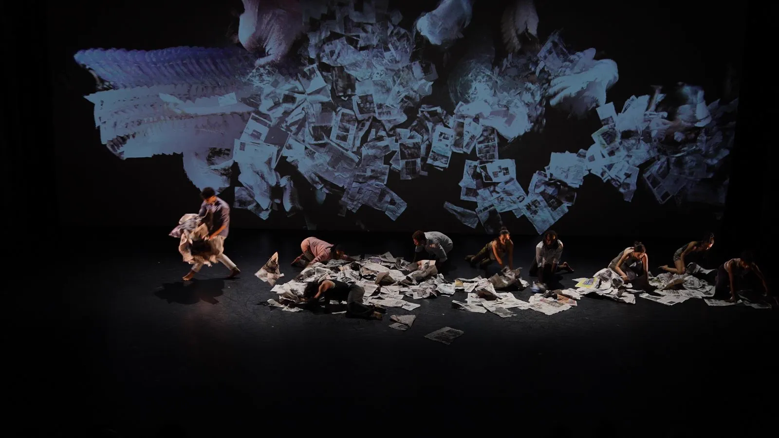 Live video effects projected during a White Wave Dance Company performance