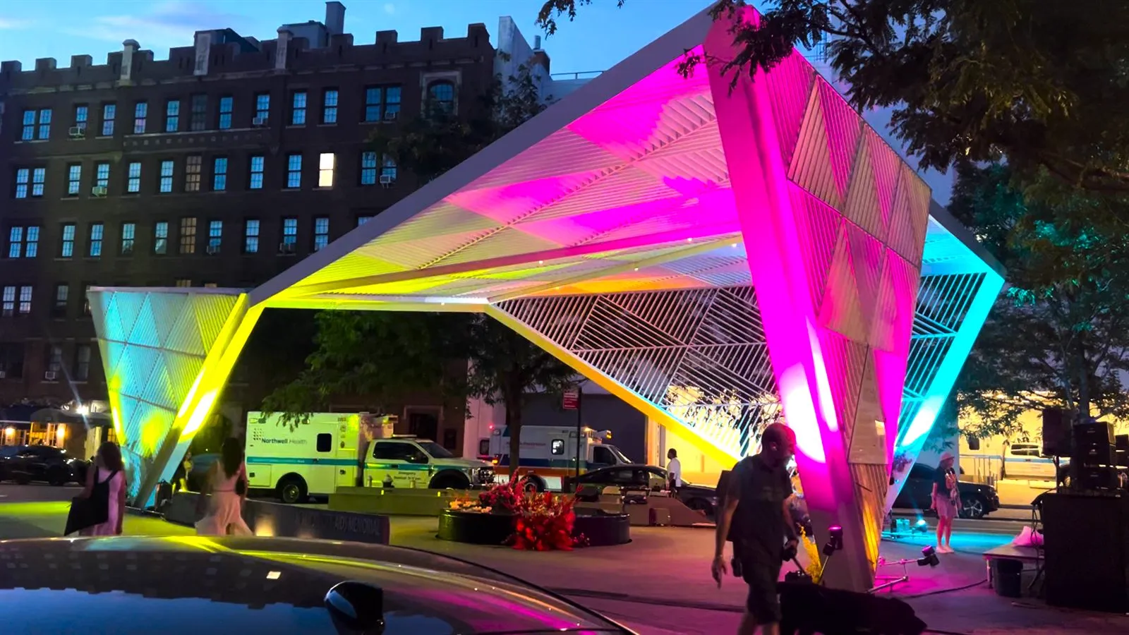 The NYC AIDS Memorial wrapped in pixel-mapped DMX lighting